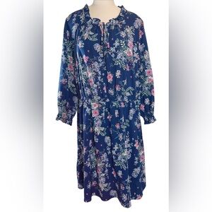 Love Squared Womens Floral Print Long Sleeve Dress Size 2X Whimsigoth Fa…
